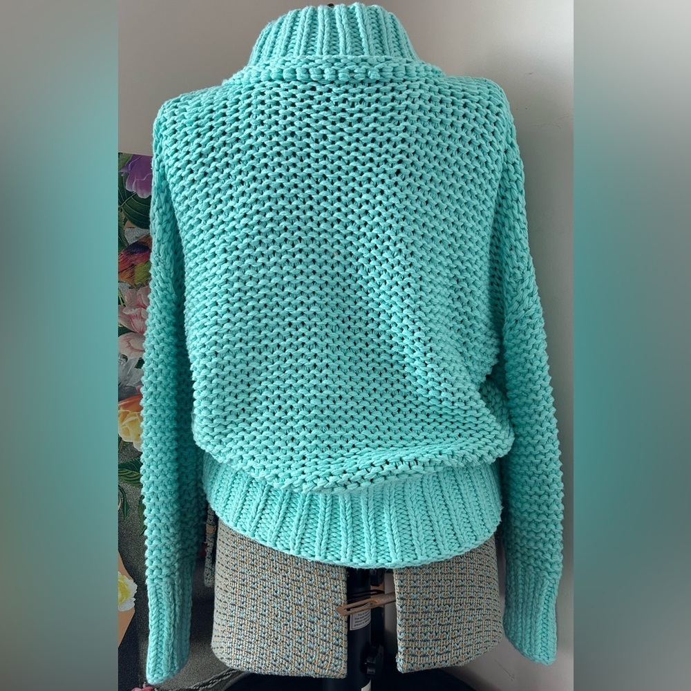 FREE PEOPLE MY ONLY SUNSHINE CHUNKY KNIT, RIBBED EDGES, MOCK NECK XS - Picture 4 of 10
